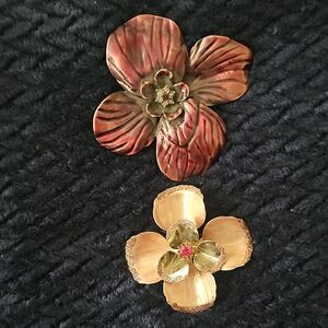 Floral Brooch Set - Gold and Bronze